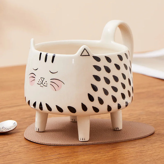 Happy Cat Long Legs Ceramic Mug