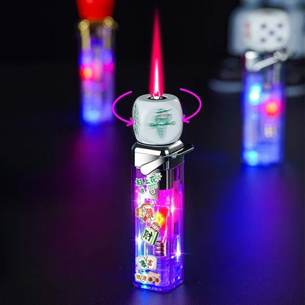 Rotating Dice Head LED Jet Flame Lighter