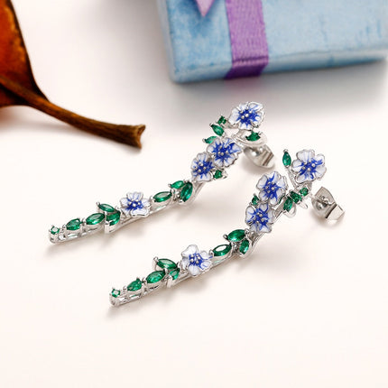 Vintage Blue Blossom Dangle Earrings
