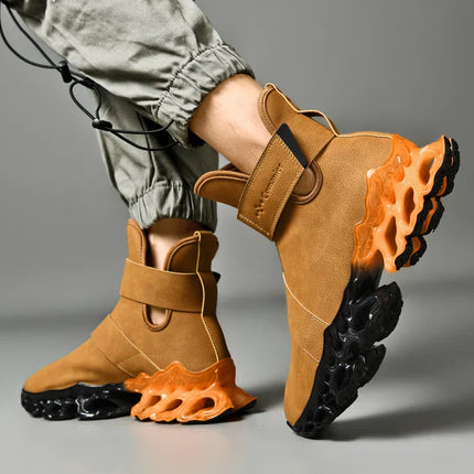 Hybrid Black Orange Ergonomic Adventure Ankle Boots