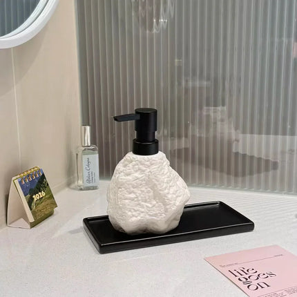 Sculptural Stone-Textured Ceramic Soap Dispenser