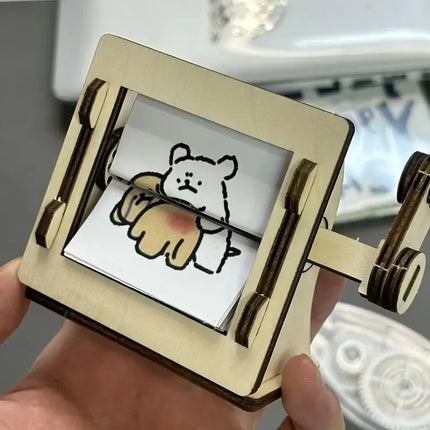 DIY Wooden Hand-Cranked Animation Machine Desktop Decor Kit