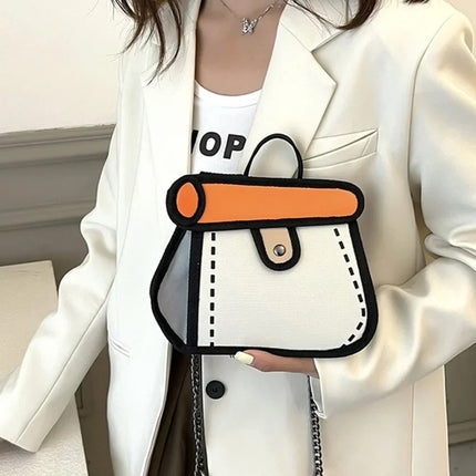 2D Canvas Texture Crossbody Bag