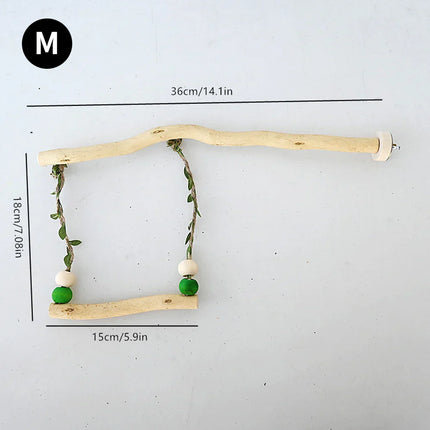 Natural Wood Hanging Bird Swing