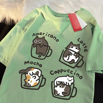 Cat Coffee Lover Funny T-Shirt