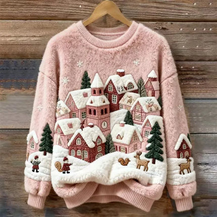 Christmas Village Plush Sweater