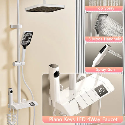 Digital Temperature Display Rain Feel Elegant Shower Set