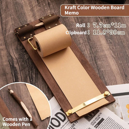 Roll-Note Wooden Clipboard