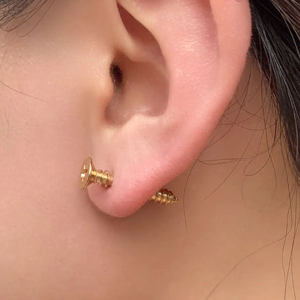 Realistic Screw Industrial Steel Earrings