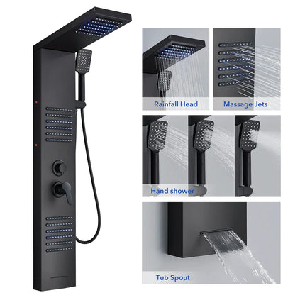Rainfall Multi-Jet Panel Adjustable Pressure Shower Set