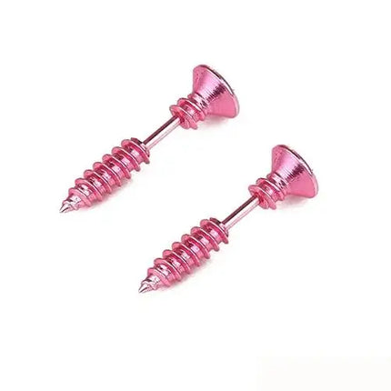 Realistic Screw Industrial Steel Earrings