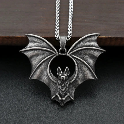 Gothic Night Bat Pendant Necklace