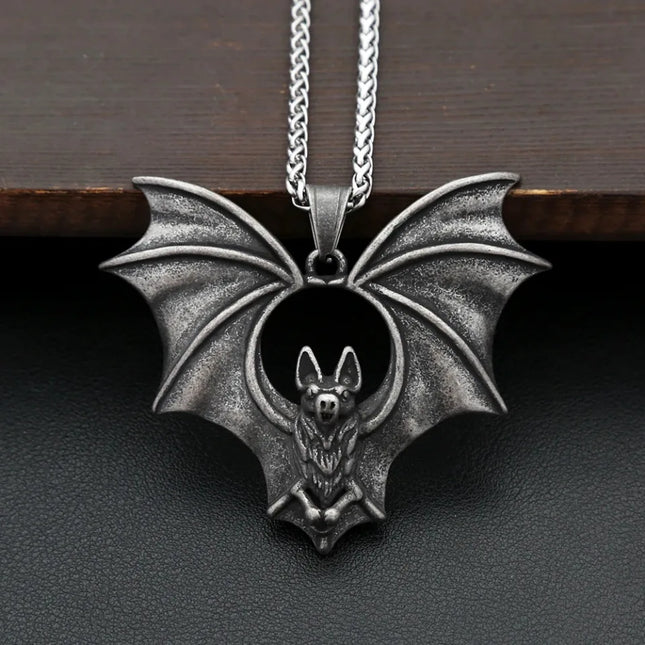 Gothic Night Bat Pendant Necklace
