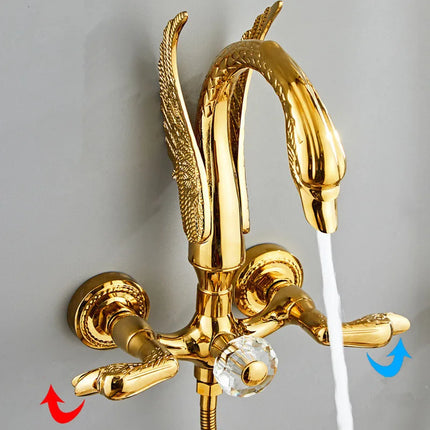Gold Swan Design Rainfall Shower System