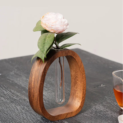 Oval Wood Frame Single Stem Vase