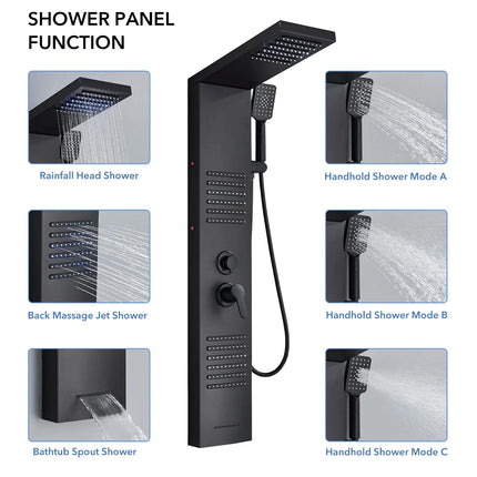 Rainfall Multi-Jet Panel Adjustable Pressure Shower Set