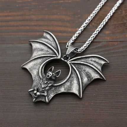 Gothic Night Bat Pendant Necklace