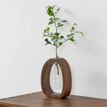 Oval Wood Frame Single Stem Vase