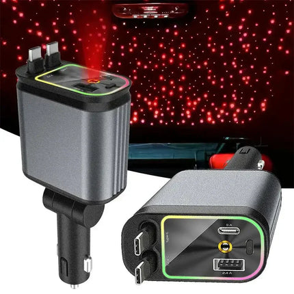 Starry Sky Retractable Cable Car Projector Charger