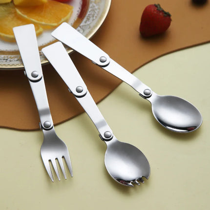 Foldable Stainless Steel Travel Spoon Fork Set