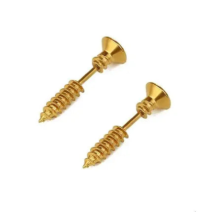 Realistic Screw Industrial Steel Earrings