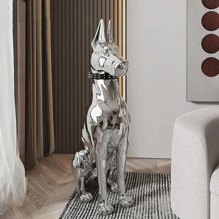 Shiny Doberman Elegant Floor Sculpture