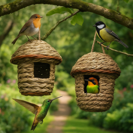 Rustic Natural Wicker Outdoor Birdhouse