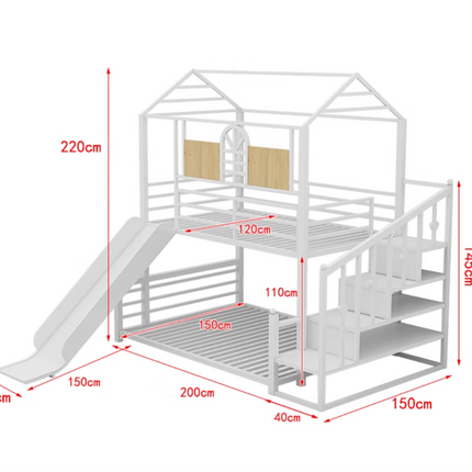 Loft-Style House Roof Frame Playhouse Bunk Bed