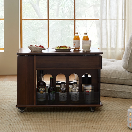 Walnut Wave Elegant Adjustable Rotating Side Table