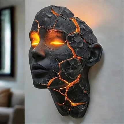 Volcanic Face Lava Crack Wall Art Lamp