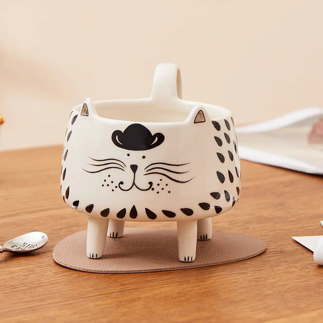 Happy Cat Long Legs Ceramic Mug
