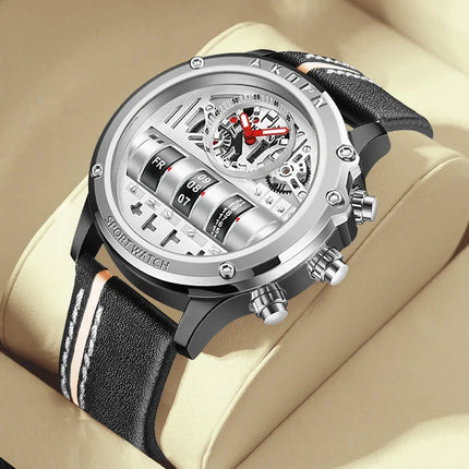 Time Capsule Rotating Calendar Engine Dial Watch