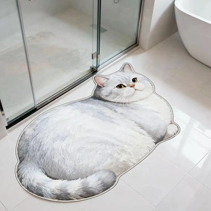 Chubby Cat Quick Dry Bath Mat