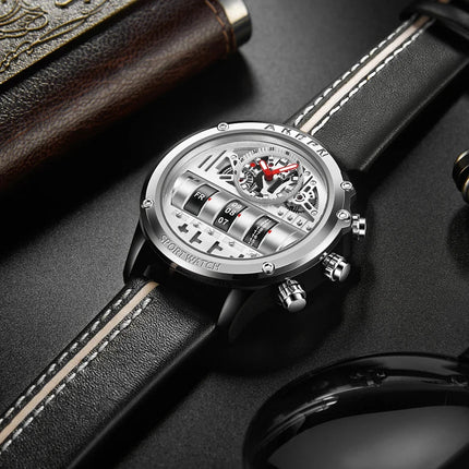Time Capsule Rotating Calendar Engine Dial Watch