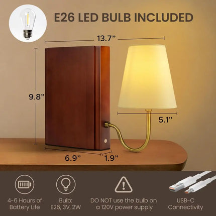Hidden Page Book Dimmable Table Lamp