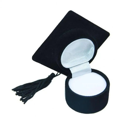 Graduation Cap Shaped Flannel Jewelry Ring Storage Box