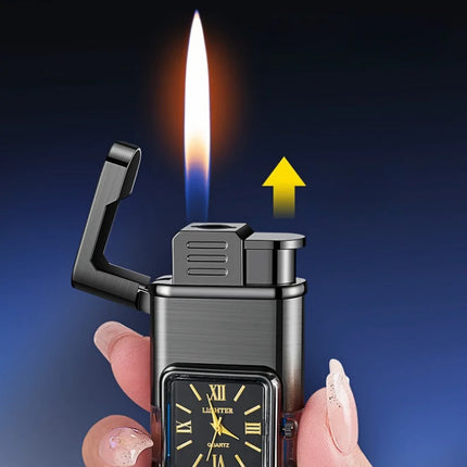 Dual Flame Built-in Watch Butane Gas Lighter
