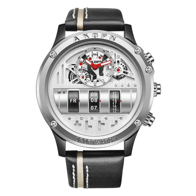Time Capsule Rotating Calendar Engine Dial Watch