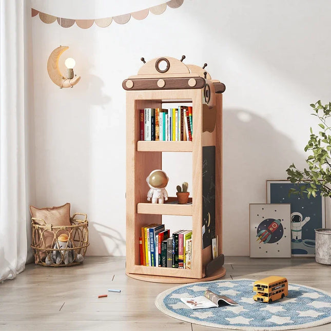 Cosmic Robot Wooden Kids Rotating Bookshelf