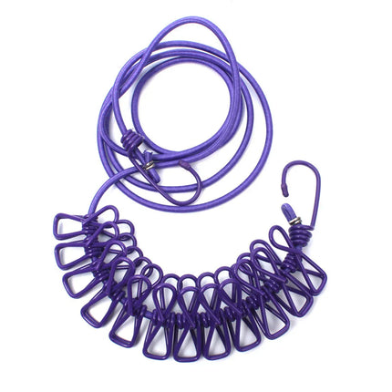 Windproof Non-Slip Elastic Multi-Clip Travel Clothesline