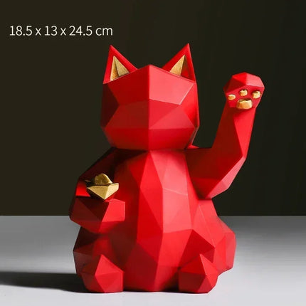 Nordic Minimalism Geometry Lucky Cat Statues