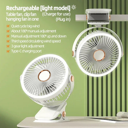 Multi-Angle Outdoor Clip-On Rechargeable Cooling Fan