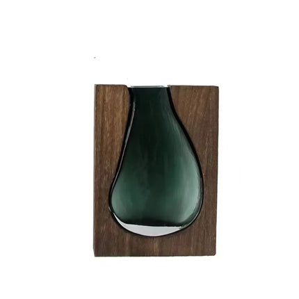 Geometric Wooden Glass Accent Flower Vase