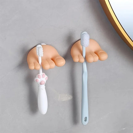 Toe-Grip Wall Toothbrush Holder