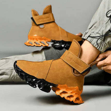 Hybrid Black Orange Ergonomic Adventure Ankle Boots