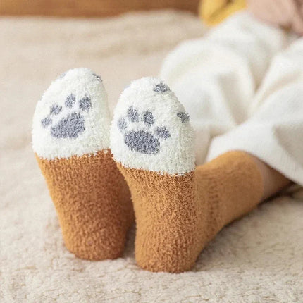Plush Winter Cute Cat Paws Sock