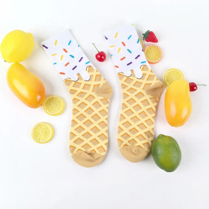 Ice Cream Waffle Pattern Socks