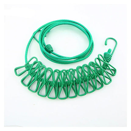 Windproof Non-Slip Elastic Multi-Clip Travel Clothesline
