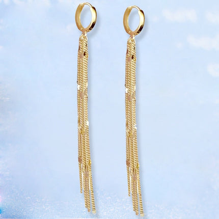 Elegant Flow Long Metal Tassel Earrings