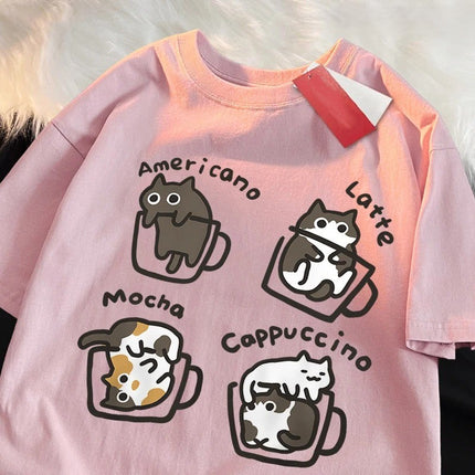 Cat Coffee Lover Funny T-Shirt